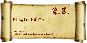 Mityin Bán névjegykártya